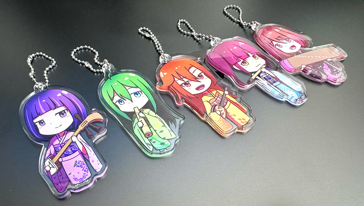 オリジナルキャラクター アクリルキーホルダー（箏、三味線、尺八、三線、篠笛）