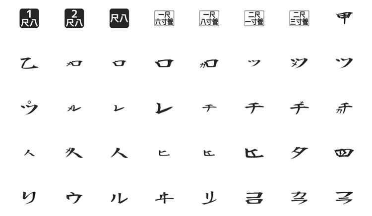 和楽器の楽譜を伝えるLINE絵文字シリーズ Vol.3 尺八の楽譜を伝える時の絵文字(都山流)
